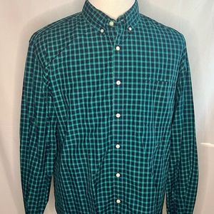 J CREW BUTTON UP SHIRT MENS EXTRA LARGE XL TALL LONG SLEEVE GREEN MULTI PLAID